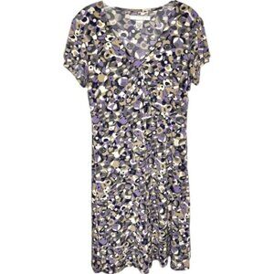 Geoffrey Beene Sport Twist Front A-Line Dress - Purple/Gray/Taupe - M